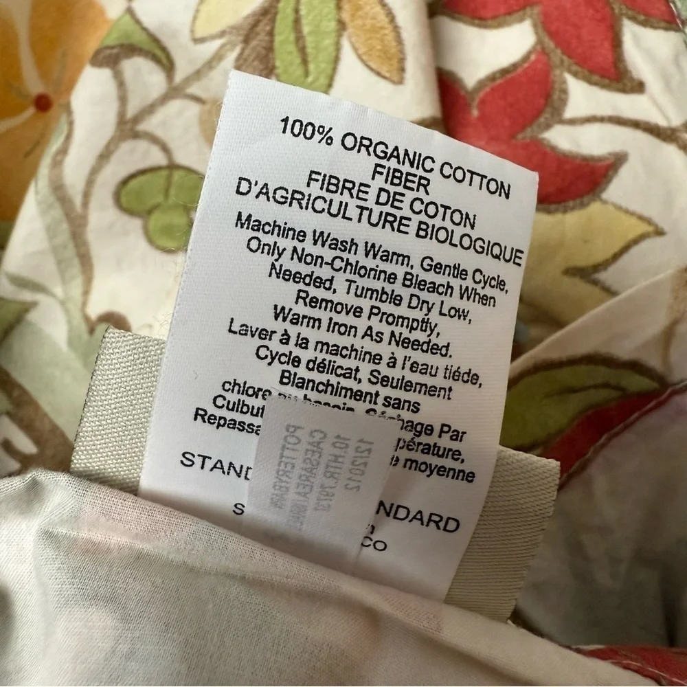 Pottery Barn Sham Courtney Large Floral Cream Sage Gold Red Just One Rare EUC